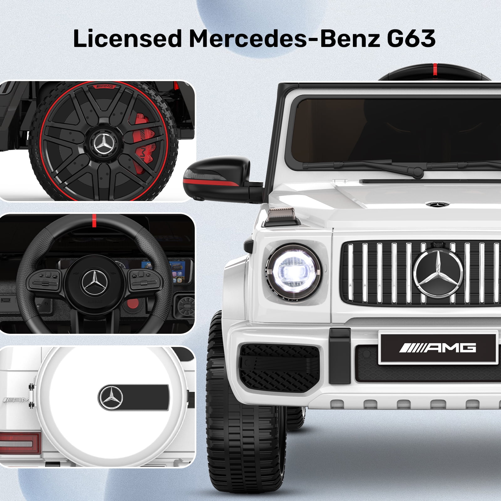 TOKTOO 12V Powered Ride on Toy Mercedes-Benz G63 Licensed for Kids, Electric Toddler Ride on Car w/Parent Remote Control, MP3, LED Headlight, Gift for Boys Girls Aged 2-4 Years, White