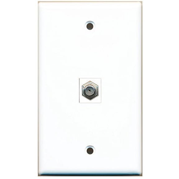 RiteAV 1 Coax Cable TV F Type Wall Plate Coupler Keystone Jack Wall Plate White