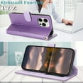 thumbnail image 6 of ELEHOLD Flip Wallet Case For Apple iPhone 11 With Strap, Non-Slip Lightweight PU Leather Flowers Flip Stand Wallet Protective Case Cover With Card Slots Lanyard ,Purple, 6 of 11