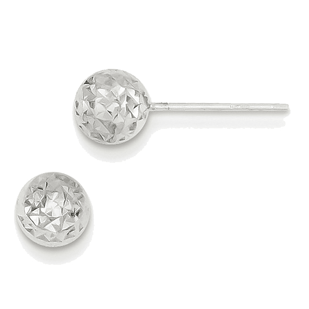 GEMaffair 14K White Gold Ball Stud Earrings