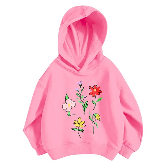 YUEHUA Kids Girl's Graphic Hoodie Long Sleeve Hooded Sweatshirt Cute Casual Preppy Pullover Tops