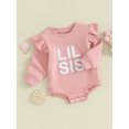 thumbnail image 3 of Wassery Baby Girls Autumn Romper Clothes Infant Girls Long Sleeve Crewneck Letter Print Bodysuits 3M 6M 12M 18M Newborn Girls Fall Casual Onesie, 3 of 9