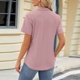 thumbnail image 6 of Kcolen Blouses for Women Casual V Neck Summer Short Sleeve Comfy Trendy Solid Color Tee Shirts Womens Business Casual Outfits,Rose Gold, 6 of 6
