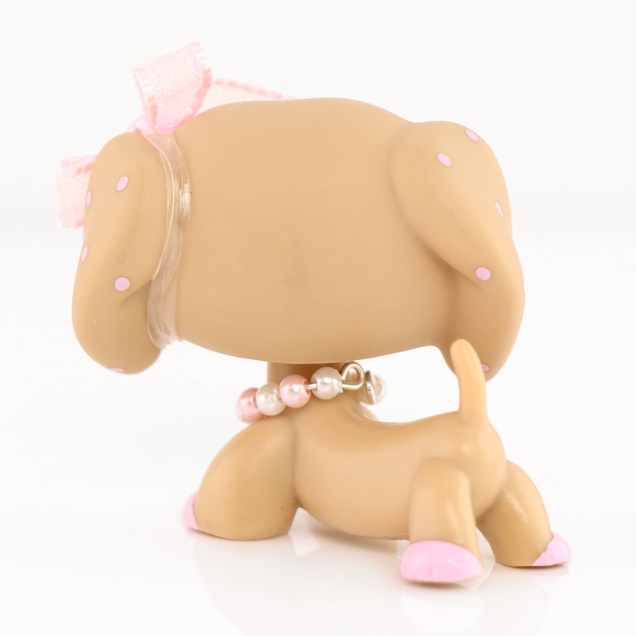 Mini lps shop Dachshund Wiener Dog #909 Pink Spotted Ears with Accessories Bobble Kids Girl Gift