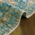 thumbnail image 5 of Homhougo—4' x 6' Washable Rug for Living Room Bedroom Vintage Persian Rug Boho Accent Rug Thin Carpet Retro Floral Print Indoor Rug, Green/Orange, 5 of 6