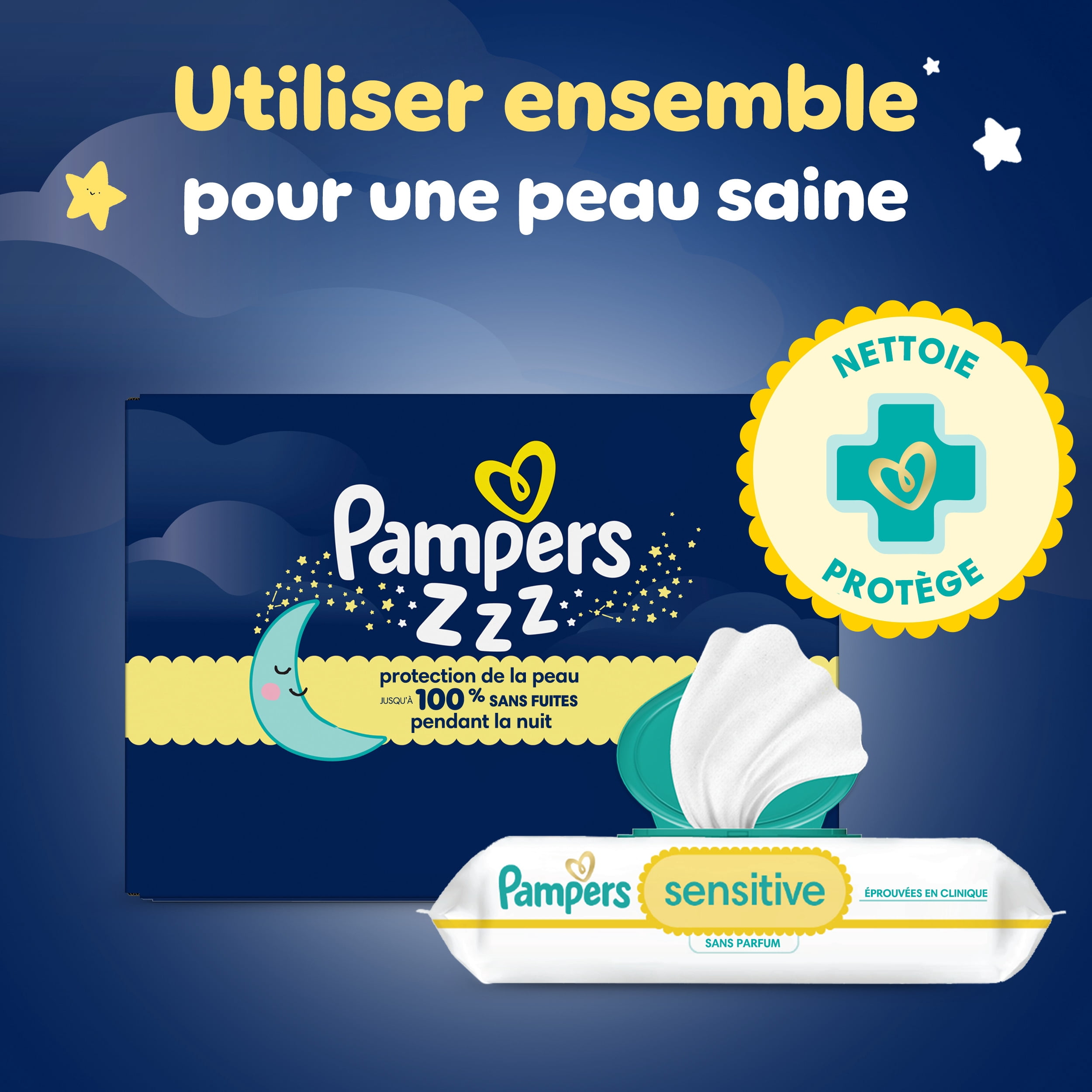 Couches de nuit ZZZ, taille 6 ( et plus [35 lb et plus]), couches jetables pour bébés, protection pendant la nuit