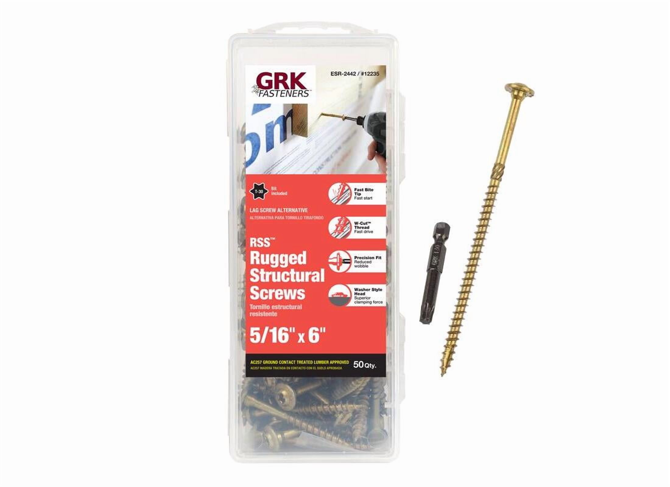 Grk Fasteners Deck Screw,5/16",Steel,6"L,PK50 GRK12235