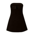thumbnail image 6 of BiZtdJrK Women's Velvet Tube Top Dress Strapless Bodycon A-Line Mini Dress Off The Shoulder Backless Party Club Dresses Coffee M, 6 of 9