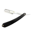 thumbnail image 1 of Maquinilla de afeitar de acero recta y elegante con mango de madera negro para hombre, plegable, de estilo vintage, de metal, para peluquero, 1 of 7