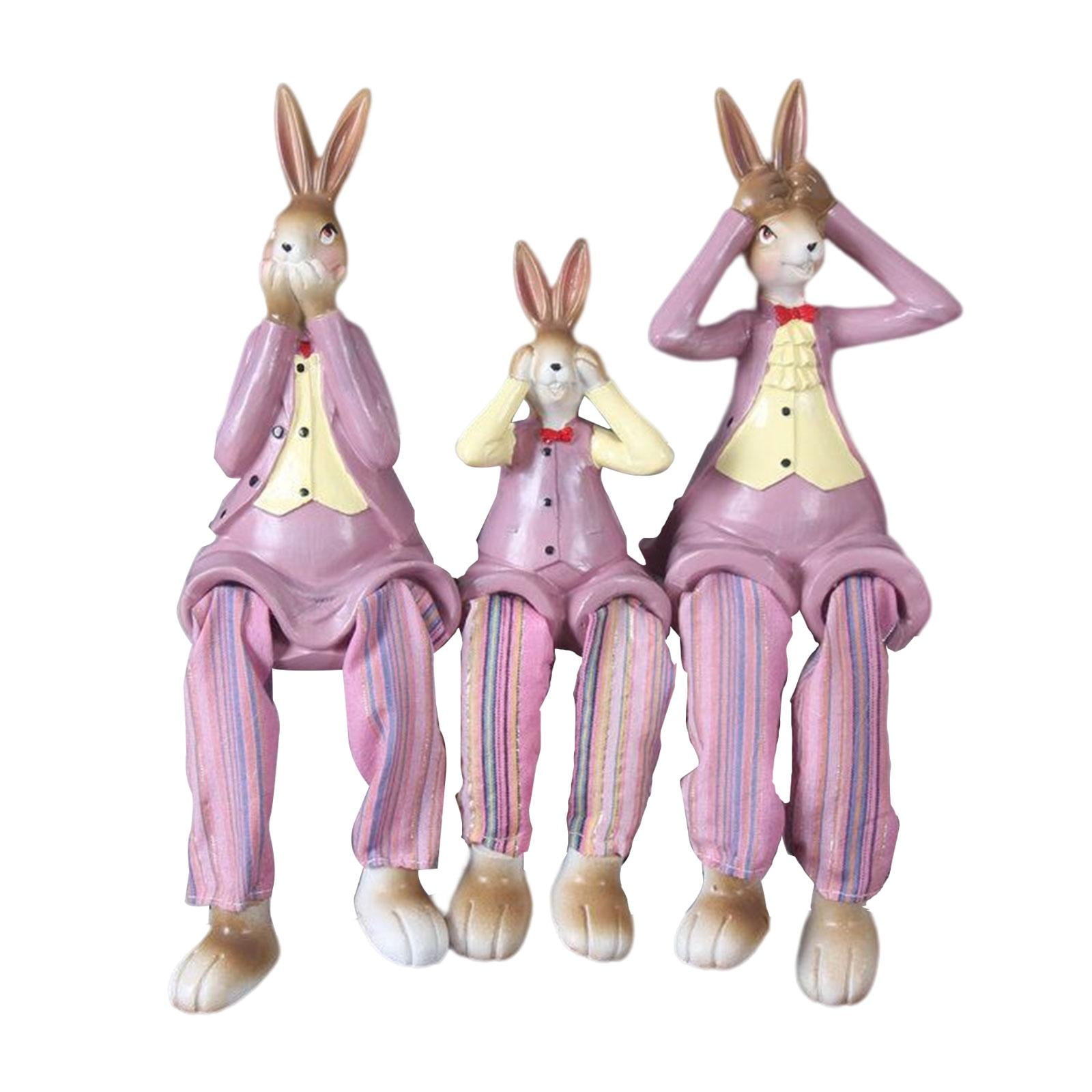 3 Pieces Creative Rabbit Figurines, Hanging Feet Rabbit Statue ...