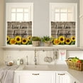 thumbnail image 4 of Sunflower Kitchen Curtain Valance and Tiers Set Farmhouse Flower Rod Pocket Kitchen Tier & Valance Set 3 Piece Floral Rustic Wooden Live Love Laugh Window Curtain Valance Tier Set 54 in x 36 in, 4 of 6
