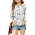 thumbnail image 2 of Penkiiy Ensemble de Vêtements de Maison Peints à la Main pour Enfants Filles Manches Longues Imprimés Graffiti Mignons Col Rond Hauts Blouses Décontractées Vêtements 3-14T 4 Ans Blanc, 2 of 9