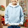 thumbnail image 2 of YunPes Christmas Hooded Sweatshirt for Kids Solid Long Sleeve Hoodie with White Fuzzy Trim Boys Winter Xmas Part1 Warm Pullover, 2 of 5