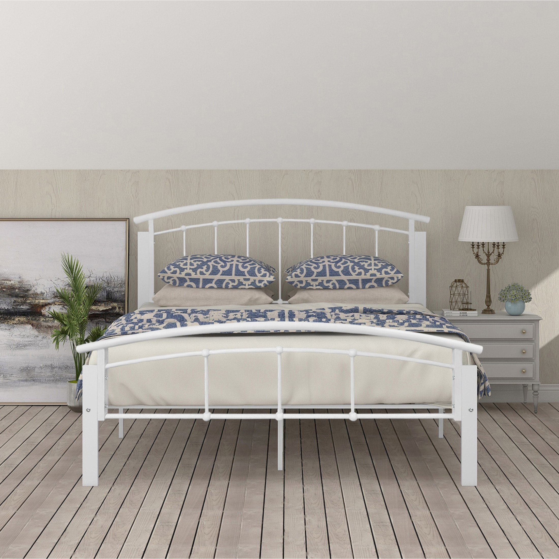 Queen Size Metal Beds,White Color