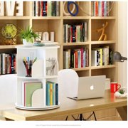 2 Tier 360° Rotating Stackable Shelves Bookshelf Organizer (White)