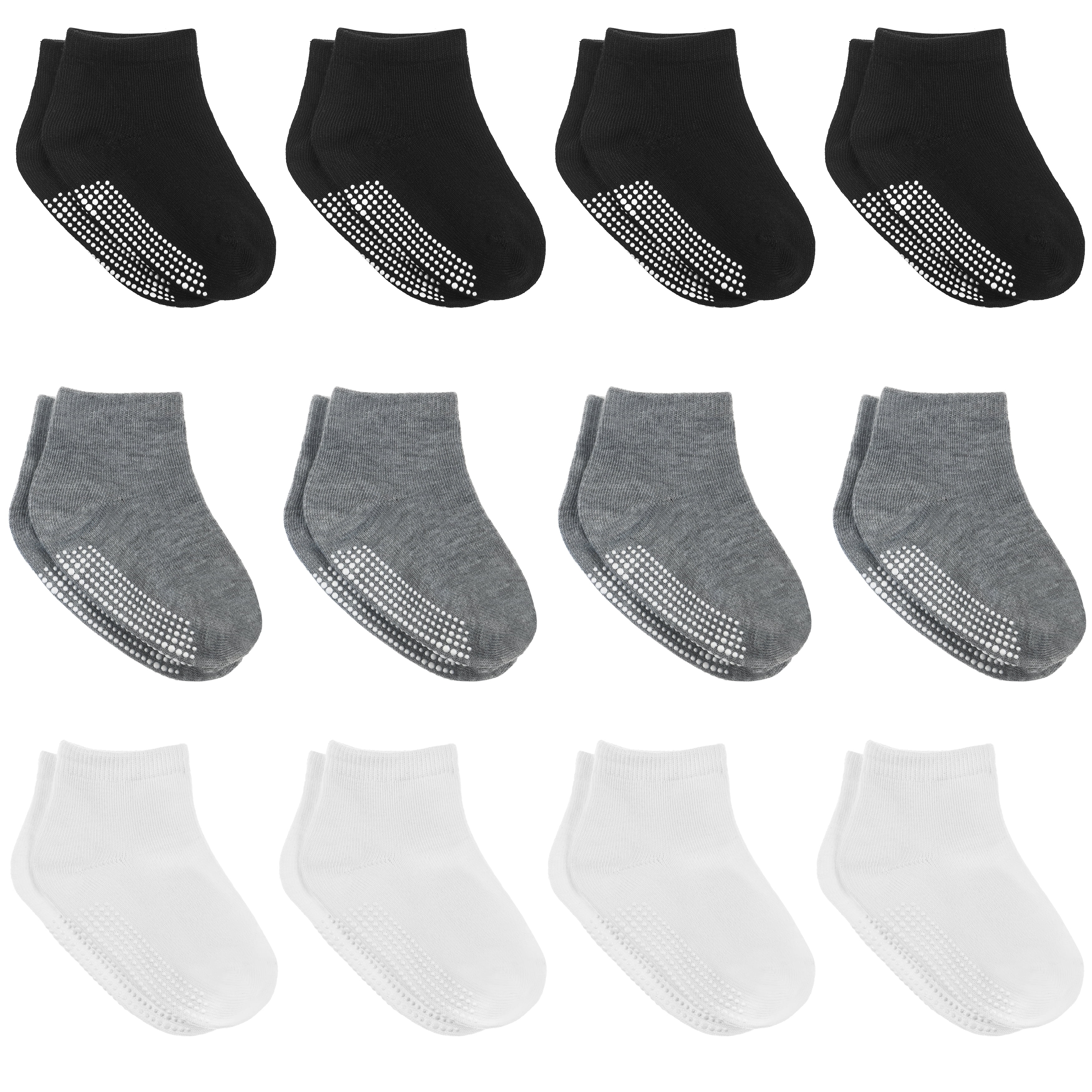 Anti-Slip Ankle Socks for Infant's and Kids 12 Pairs Non-Slip Toddler Socks With Grips for Baby Boys and Girls 