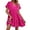 Hot Pink, variant on Women's Ruffles Fresh And Sweet V Neck Solid Color Large Swing Casual Skirt Dress