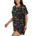 thumbnail image 2 of Kdxio Colorful Palms Print Pajamas Sets for Women Short-Sleeved Pjs with Lounge Shorts Two Piece Sleepwear S-4XL, 2 of 9