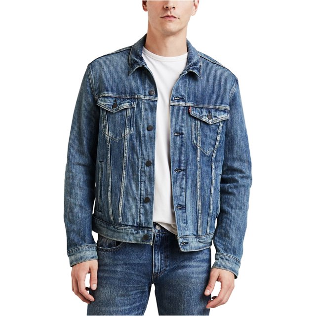 Levi's Chaqueta de camionero de mezclilla texturizada para hombre, azul, mediana Levis Chaqueta de camionero