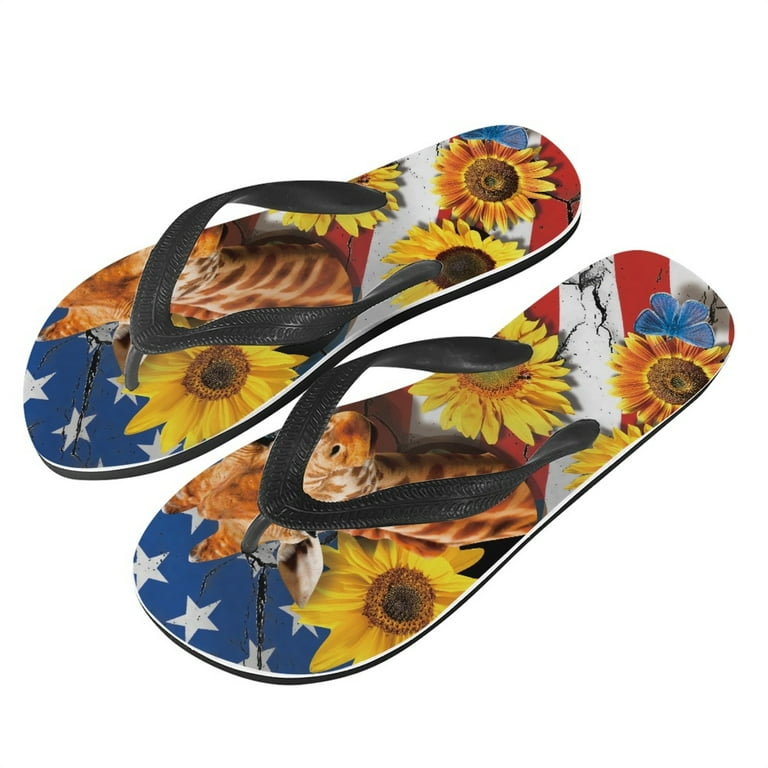 Bivenant Store Women Western Flip Flop Sunflower and Giraffe
