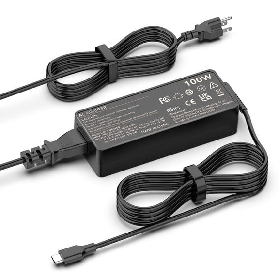 100W USB C Charger Power Adapter Universal Fast Charger Compatible with HP, Dell, Lenovo, Asus and All USB-C Device, Black