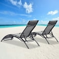 thumbnail image 5 of Canddidliike 2PCS Patio Chaise Lounge with Arm Recliner Chair for Beach Pool Sunbathing Lawn, Gray, 5 of 8