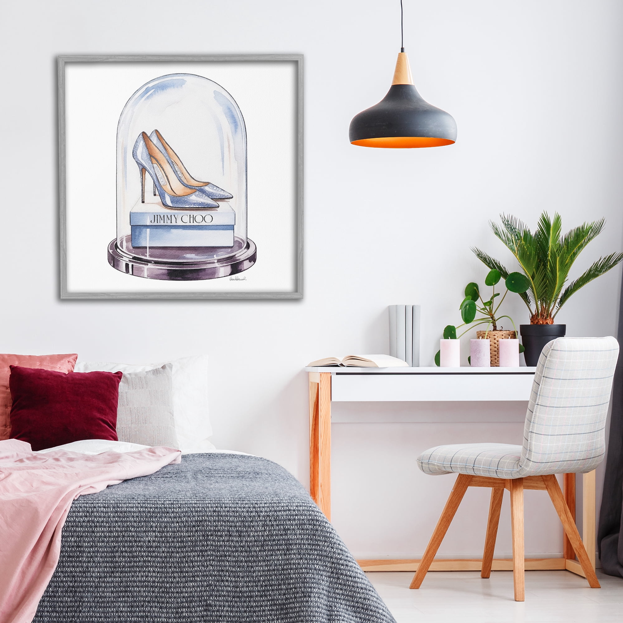 Stupell Industries Elegant Shoes in Bell Jar Gray Framed Giclee Art, design by Amanda Greenwood