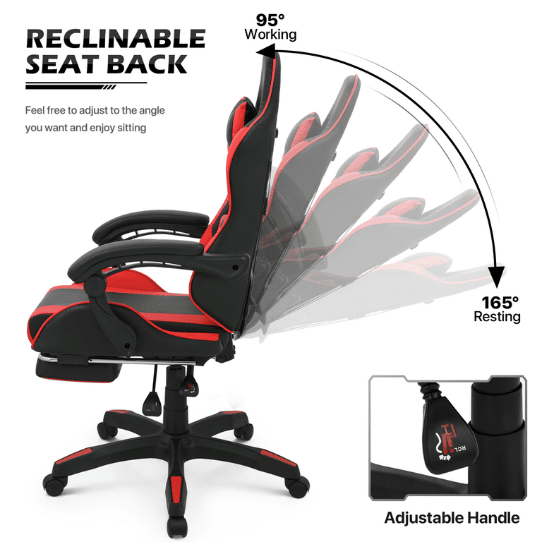 MoNiBloom Portable Standing Laptop Table with Host Rack and Ergonomic  Gaming Chair with Footrest Recliner for Home Office 