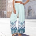 thumbnail image 6 of Dress Pants Women Petite High Waisted Wide Leg Summer Beach Vacation Women's Pants Boho Lounge Casual Palazzo Trousers Sky Blue S, 6 of 8