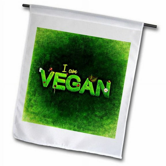 3dRose, Green Vegan Style, 12 x 18 inch Garden Flag
