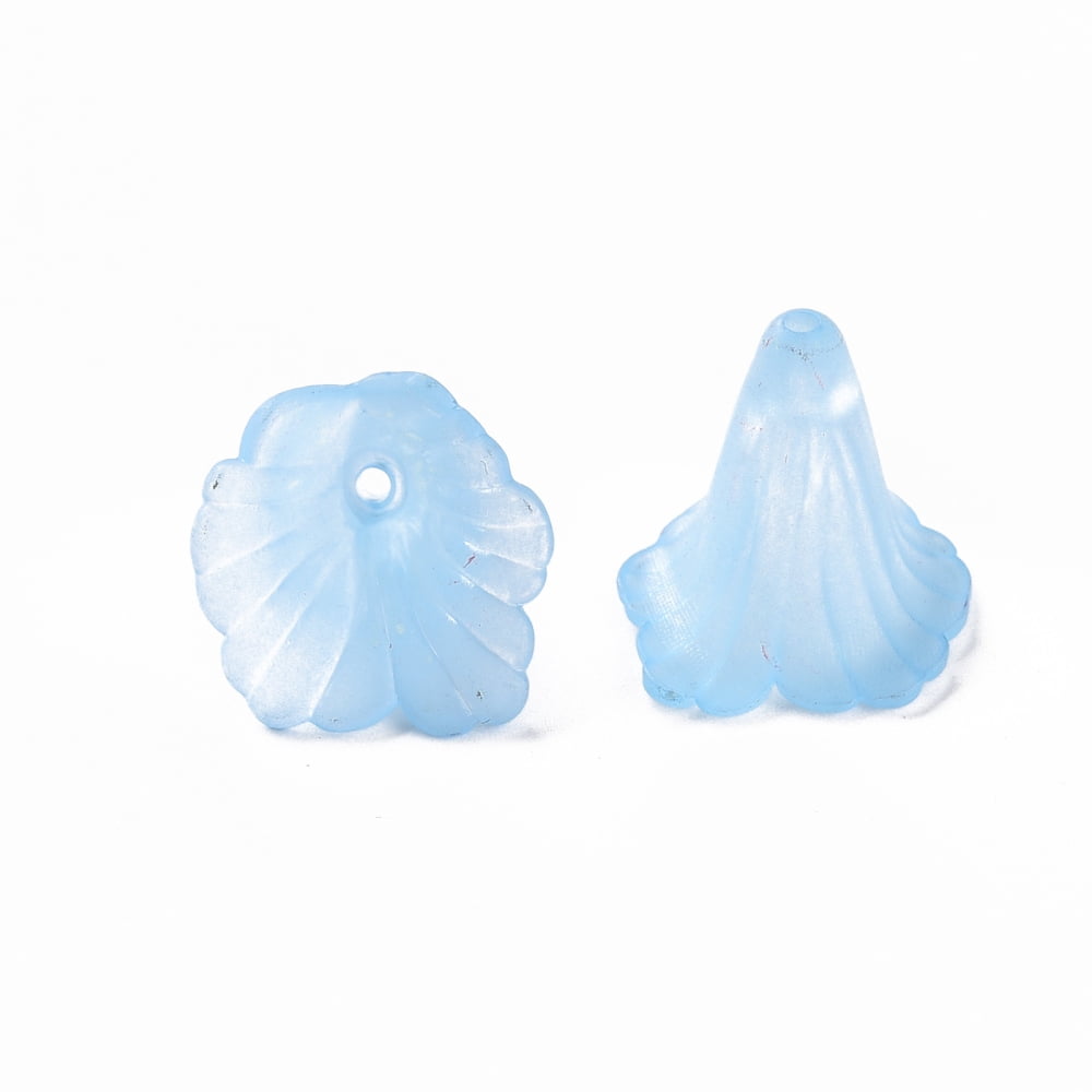 Transparent Acrylic Bead Caps Trumpet Flower Beads Frosted Flower Mixed Color 18x18x17mm Hole: 1.5mm about 700pcs/500g