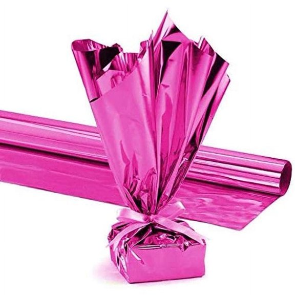 PMU Gift Wrap Mylar Roll Metallic Magenta 2-sided, 48 Inches X 100 Ft Roll 1.4 Mil Highly Reflective Mylar Film, Great for Gifts, Birthdays, Christmas, Baskets, Arts & Crafts