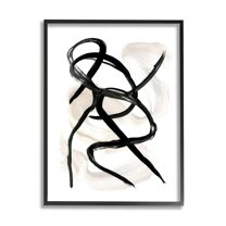 Stupell Industries Abstract Paint Strokes Layered Black Brown Black Framed by Daphne Polselli