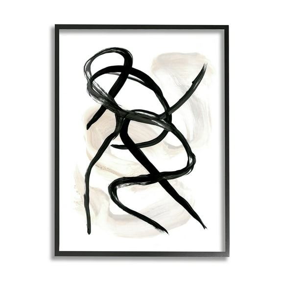Stupell Industries Abstract Paint Strokes Layered Black Brown Black Framed by Daphne Polselli
