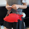 thumbnail image 7 of Hfppkn 3D Fish Shaped PU Leather Crossbody Bag Novelty Mini Shoulder Handbag for Party Daily Use 32x7x13cm Red, 7 of 7
