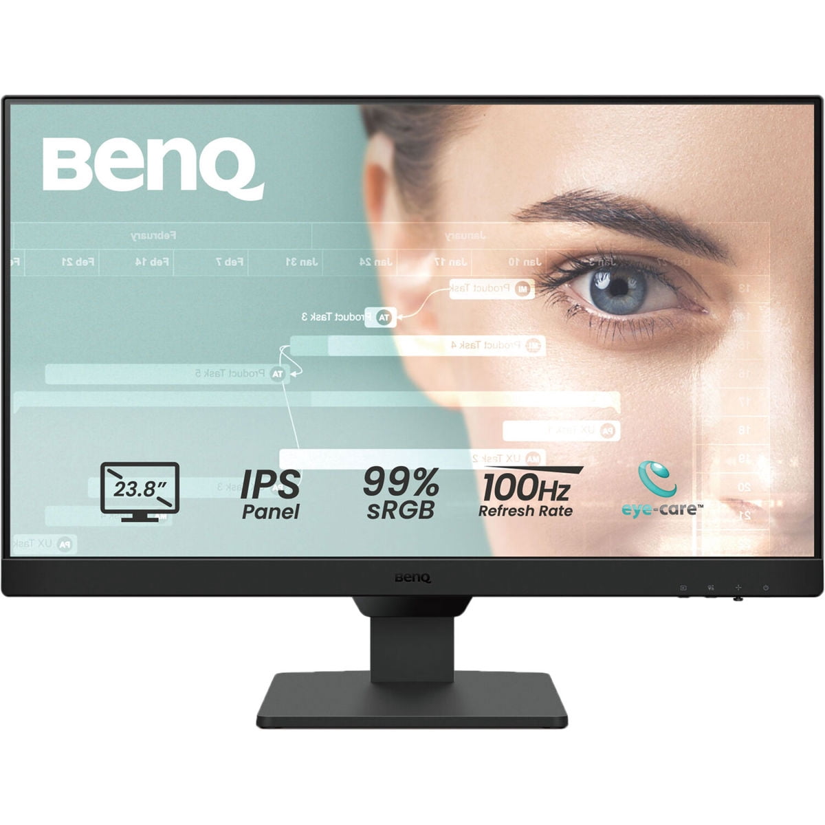 BenQ GW2490 100Hz Gaming Computer Monitor 24" FHD 1920x1080p, IPS, Eye-Care Tech, Low Blue Light, Anti-Glare, Adaptive Brightness, Built-in Speakers, DisplayPort, HDMI + H&A Heavy Dual Monitor Stand