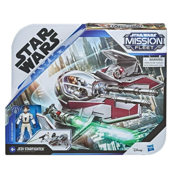 Star Wars Mission Fleet, Jedi Strafighter, figurine Obi-Wan Kenobi de 6 cm et véhicule, dès 4 ans