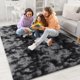 thumbnail image 5 of Alfombra BENRON Fluffy Tie-Dye Negra de 122 x 183 cm de felpa suave, 5 of 7