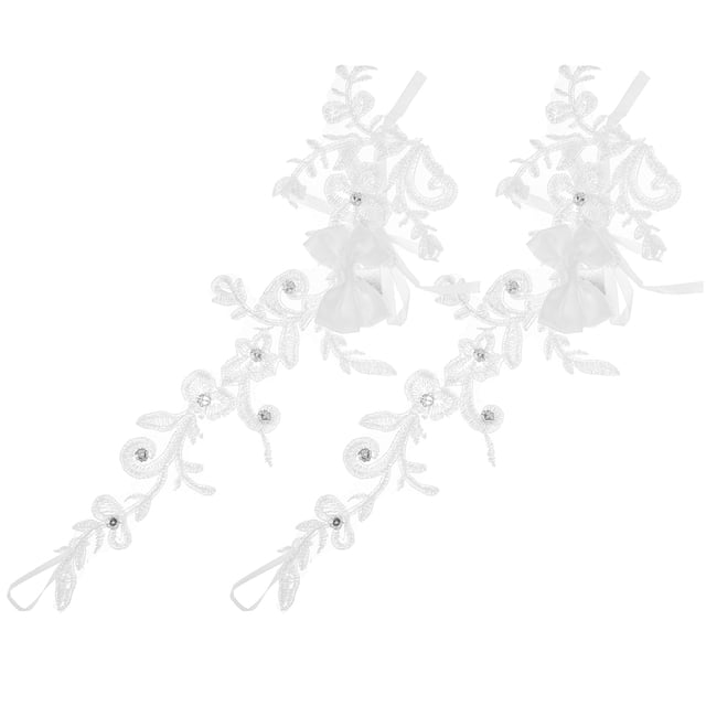HEALEEP Gants de Robe de Mariée en Tulle 1 Paire de Strass en Dentelle Blanche pour Femmes Élégantes