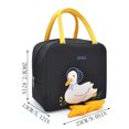 thumbnail image 2 of Cute Insulated Lunch Bag, Duckling Design Thermal Tote with Spacious Interior, Portable Reusable Bento Cooler for School Work Picnic and Travel(Black), 2 of 7