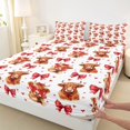thumbnail image 5 of spefrowx Cute Highland Cow Print Bed Sheets for Girls, Red Bow Animal Full Size Sheets, 4 Pieces, 1 Flat Sheet, 1 Fitted Sheet and 2 Pillowcases, 5 of 6