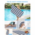 thumbnail image 3 of Ocean Blue White Striped Pattern Beach Towels Blanket Soft&Absorbent Quick Dry Microfiber Minimalist Pool Towels for Swimming ,Yoga, Sports, Gym, Camping,Large 30X60in,, 3 of 8
