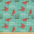 thumbnail image 2 of Ambesonne Cardinal Fabric by the Yard Upholstery, Let it Snow Cartoon Birds, 10 Yards, Vermilion and Dark Sea Green, 2 of 5