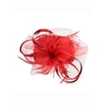thumbnail image 1 of Chic Headwear Satin Braid Pill Box w/ Mesh and Feathers - Red, 1 of 1