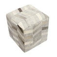 thumbnail image 2 of Pasargad Home Galaxy Zig-Zag Cowhide & Sari Silk Pouf Ottoman in Silver, 2 of 5