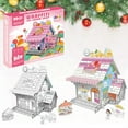 thumbnail image 2 of Hot Sale！Cardboard Coloring Gingerbread House for Kids,Foldable Coloring Gingerbread Cardboard House Christmas,Kids Crafts for Indoor Fun,Graffiti Christmas Mini Village Set,Cardboard Fort, 2 of 6