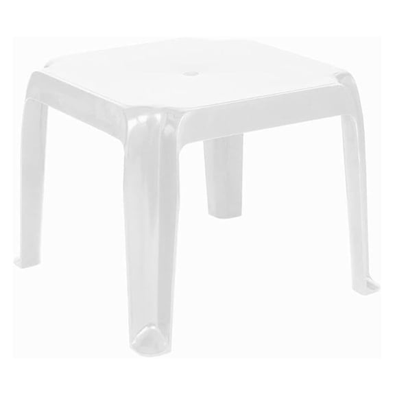 Sunray Square Resin Patio Side Table in White (Set of 2)