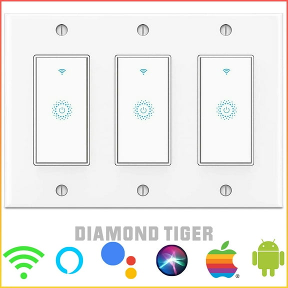 WiFi Light Switch Smart Switch 3 Gang Touch Wall Switch - Compatible with Alexa Google Assistant