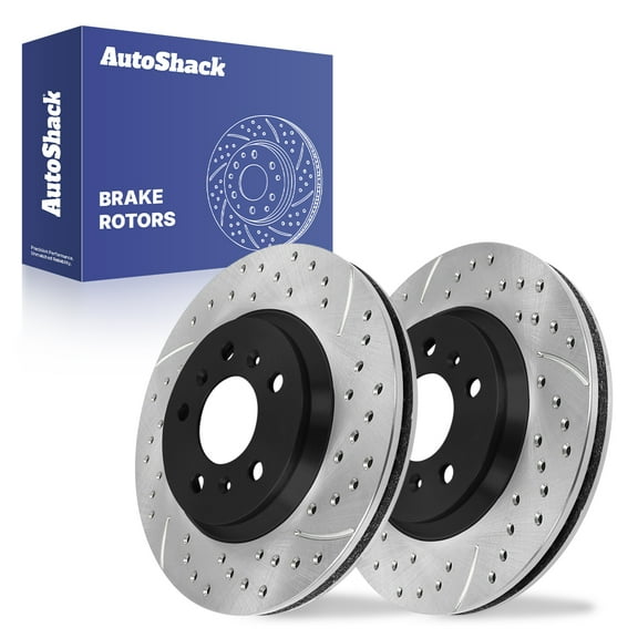 AutoShack Front Brake Rotors for Chevrolet, Buick & Cadillac, Impala 2012-2013 Lucerne 2006-2011 DTS 2006-2011, FWD V6 3.6L V8 4.6L - E-Coated Drilled & Slotted - ShadowGuard - 12.72" (323 mm), 5-Lug