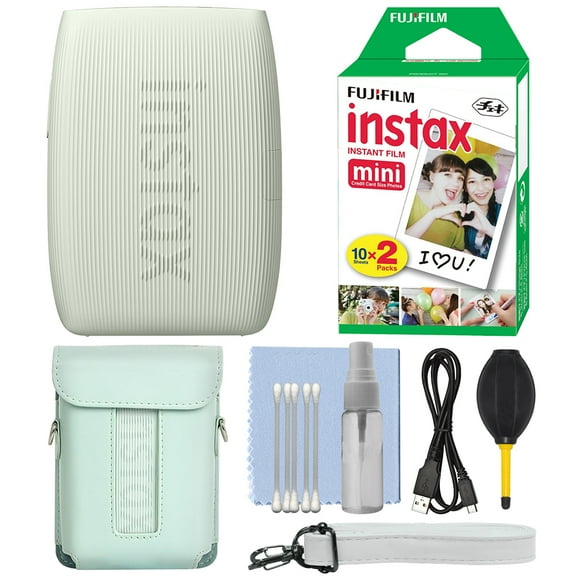 FUJIFILM INSTAX MINI LINK 3 Smartphone Printer Sage Green 20 Film Essent Bundle